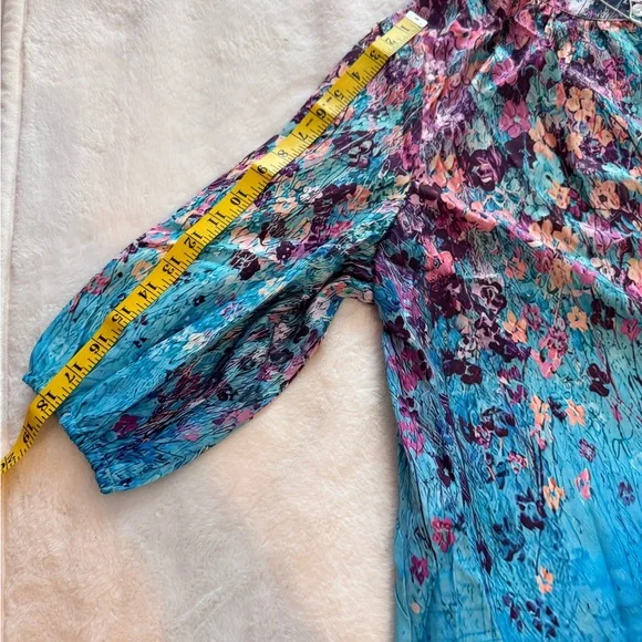 Lucky Brand Blue and Pink Floral Blouse - Picture 7 of 8